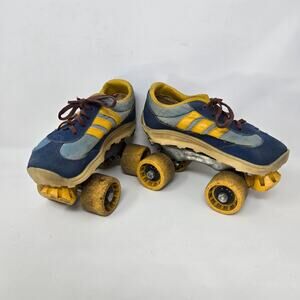 Vintage Nash Cruisers Roller Skates Youth Size 13-1 Blue Yellow Complete